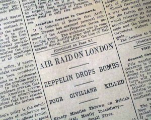 SOURCE G: A newspaper article on the Zeppelin Air Raid in London in January 1915. Innocent civilians died after this air raid and shows the impact of the war on the people.
